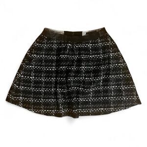 Alice + Olivia Black White Tweed Plaid High Waist Mini Skirt Size 8